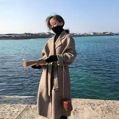 Woolen coat female student fashion meat cover Korean version 2020 new autumn and winter thin loose medium and long version woolen coat