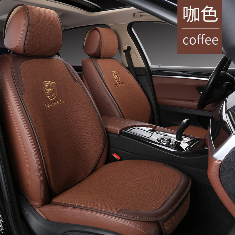 Car seat cushion linen four seasons universal seat cushion half pack single piece ice silk cool mat cotton linen fabric summer all-inclusive seat cover