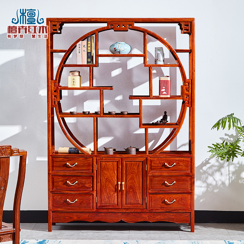 Mahogany Bogu shelf rosewood Duobaoge living room new Chinese style solid wood antique rack hedgehog red sandalwood display cabinet
