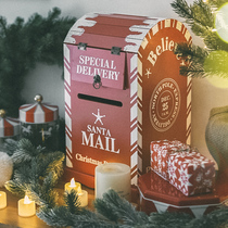 Nordic retro style wooden floor-to-ceiling mailbox Christmas indoor cafe window scene layout ornaments