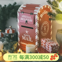 Nordic retro style wooden floor-to-ceiling mailbox Christmas indoor cafe window scene layout ornaments