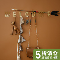 Nordic ins style brass English letters O-Z hook metal coat hook wall hanging foyer wall wall decoration