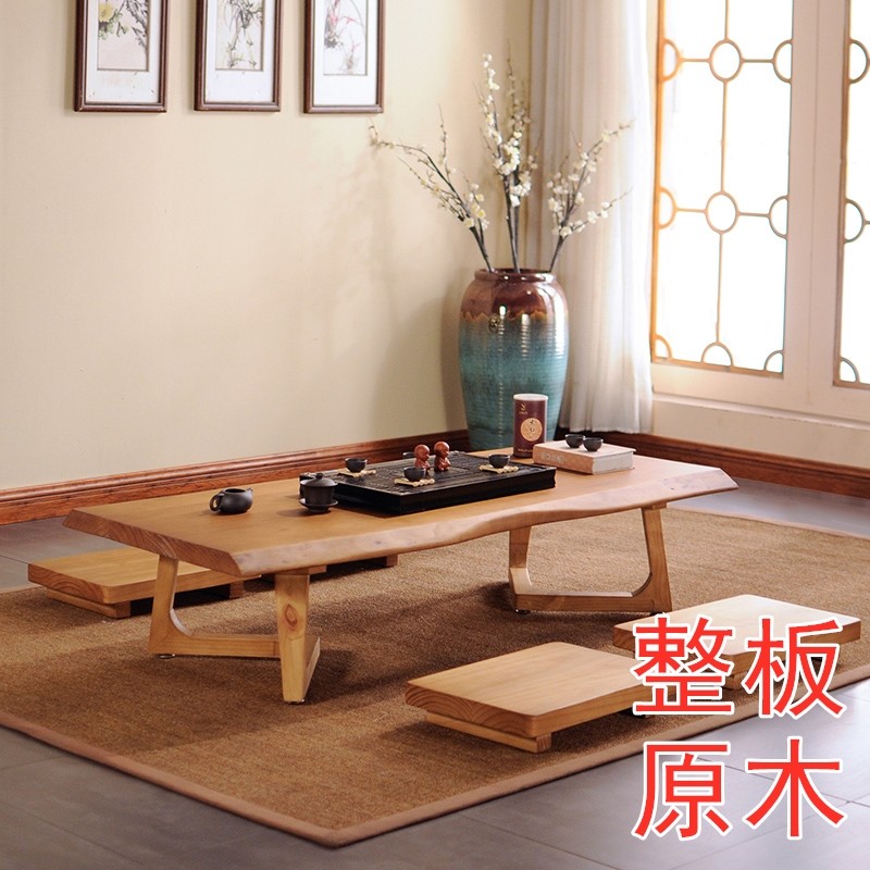 Tea table and chair combination New Chinese tatami Japanese-style full solid wood tea table Household bay window Balcony Low bed table Tea table
