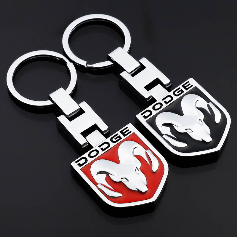 Double-Sided Enamel Dodge Car Logo Metal Keychain Couple Anti-Lost Car Key Ring Chain Pendant