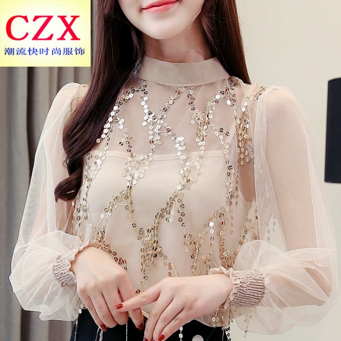Quần áo mùa thu đầu mùa thu mô hình đầu mùa thu quần áo phụ nữ 2021 xu hướng mới áo voan ren phong cách nước ngoài thời trang khí chất áo sơ mi - Áo sơ mi chiffon ren