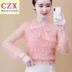 Áo sơ mi khoét sâu gợi cảm, váy mùa thu phong cách phương tây, quần áo phụ nữ đầu mùa thu, thời trang mới thời trang sành điệu khí chất voan ren ren - Áo sơ mi chiffon ren