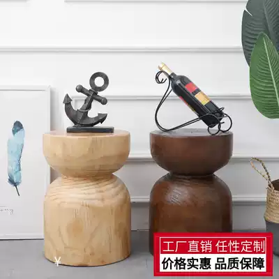 Creative solid wood minimalist coffee table pier side a few corners round log home living room bench bedside table designer
