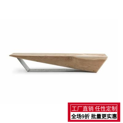 Nordic log bench People's bed Creative TV cabinet Shoe stool Solid wood wrought iron bench Clothing store wooden chair