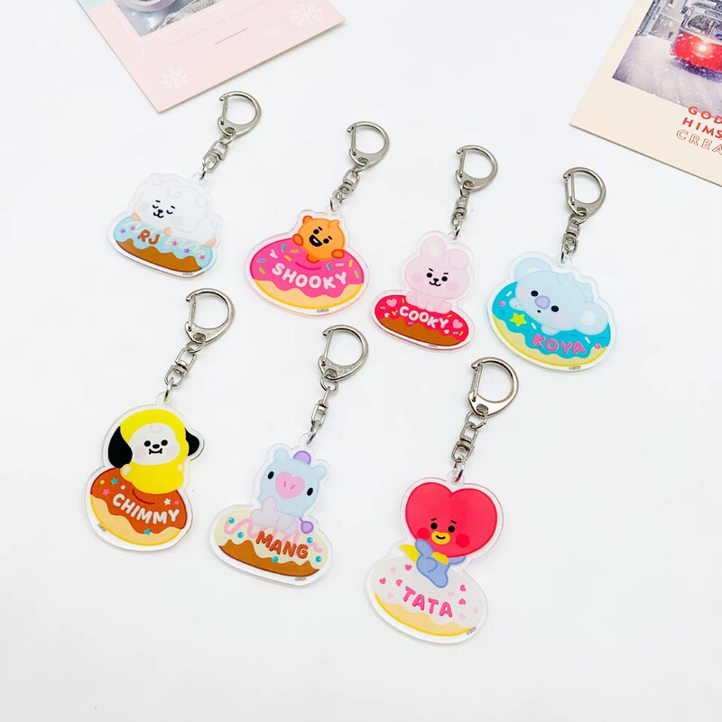 Bt Cartoon Keychain Bulletproof Youth Group Peripheral Transparent Acrylic Keychain Pendant Bag Pendant