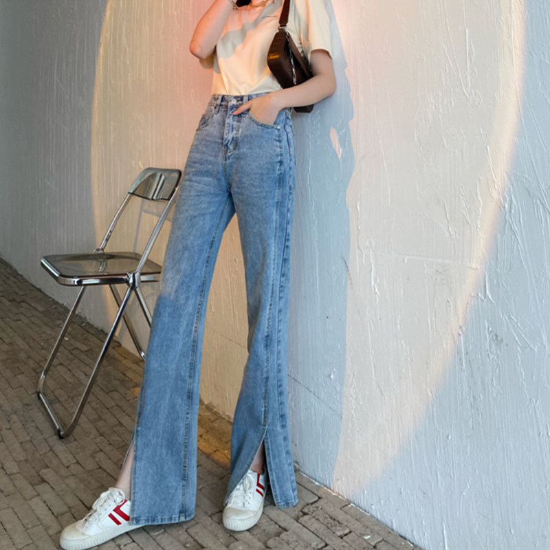 170 Lengthened Version of Split Jeans for Women Tall 175 Wear with Micro-Flare High Waist Mopping Pants Korean Spring and Autumn