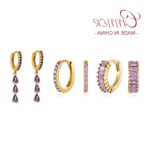 Pendientes Oorbellen Purple Cirplage Circlege Circring