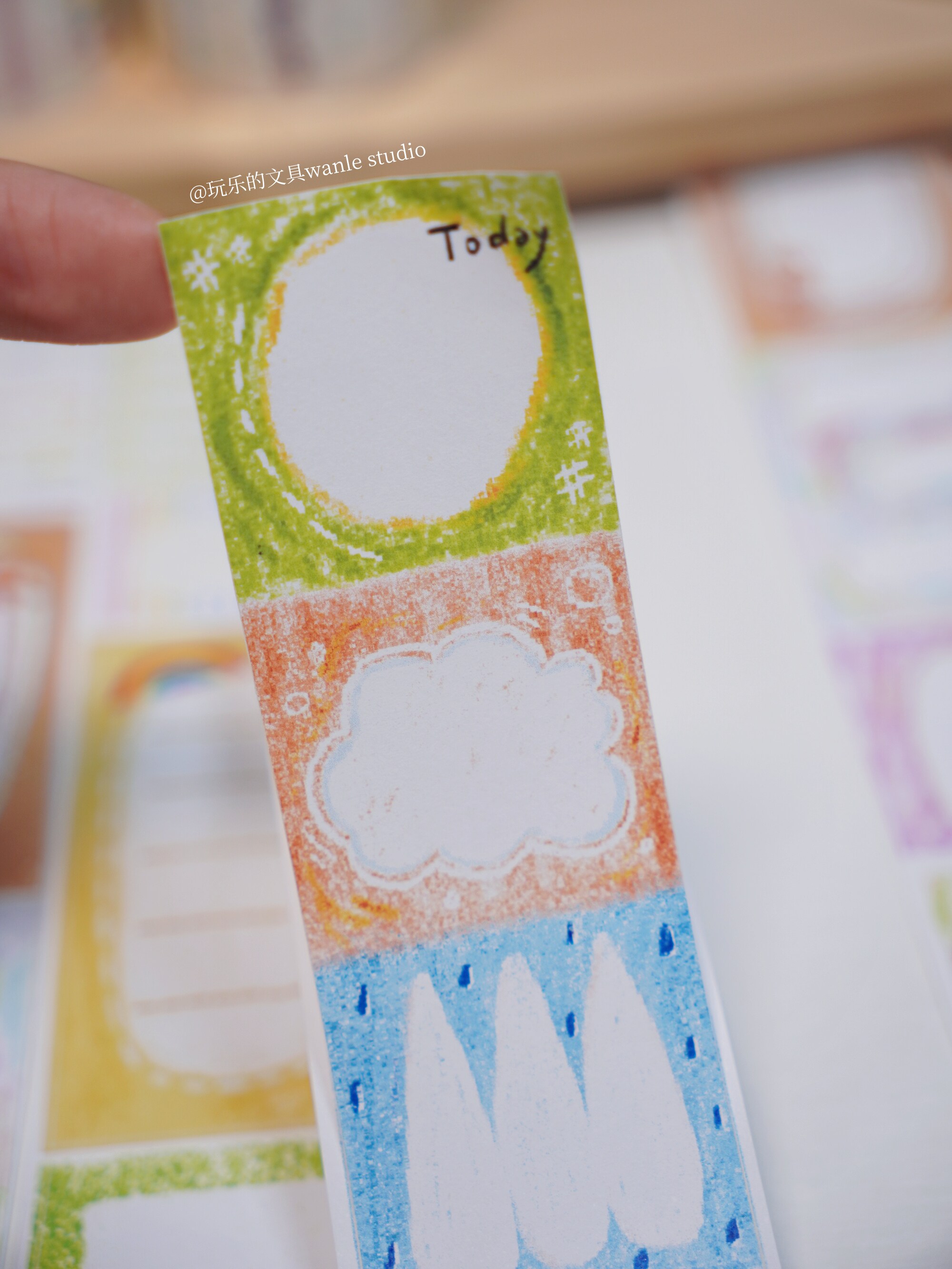 虹色ふせん風マスキングテープ 書き込み可能なフィルム素材 6m巻 wanle