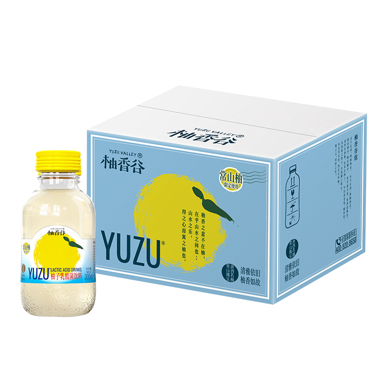 柚香谷双柚乳酸菌味饮料柚子风味0脂早餐饮品300g*5瓶*2箱年货