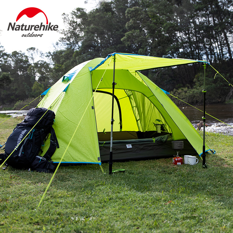 Naturehike Camping Tent Double Decker Outdoor Camping Thick Rainproof Beach Picnic for 3-4 People