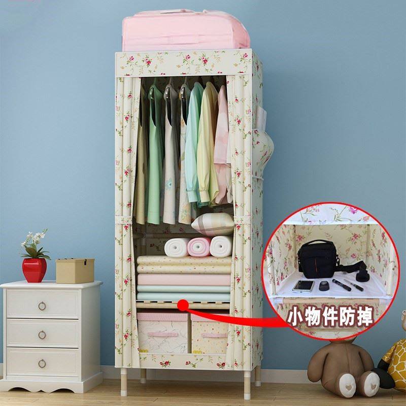 Simple single small cloth wardrobe college student dormitory bedroom room hanging clothes storage fabric wardrobe 60cm long