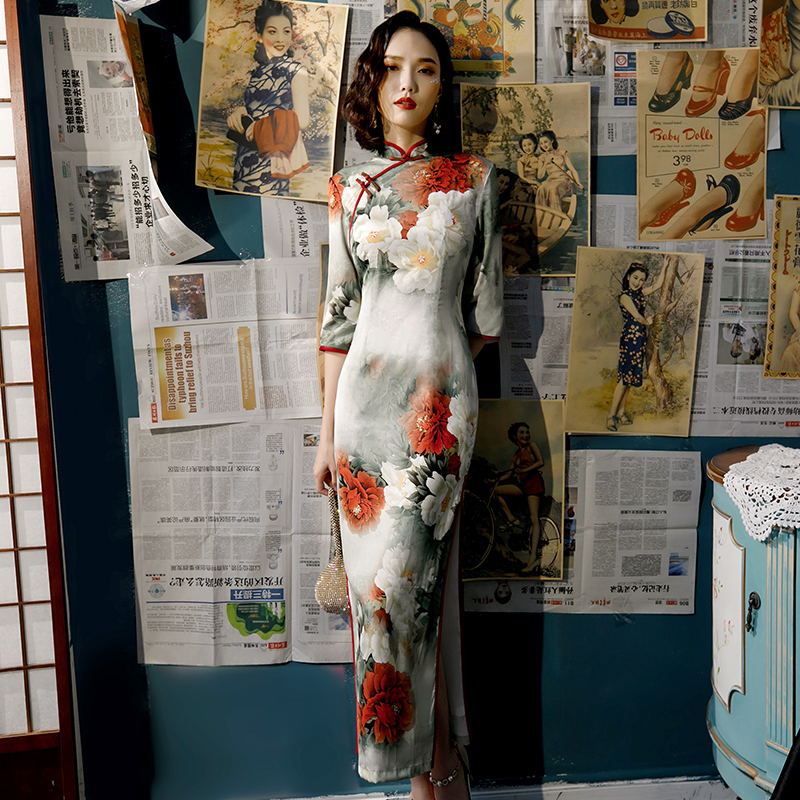 Cheongsam, lightweight retro long dress, 2020, city style