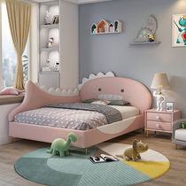Solid wood childrens bed girl single bed with guardrail girl bed real leather bed dinosaur bed designer children princess bed