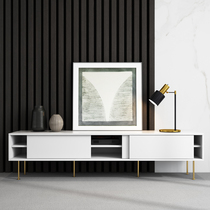 Nordic luxury TV cabinet tea table combination set post-modern simple small family living room white TV cabinet
