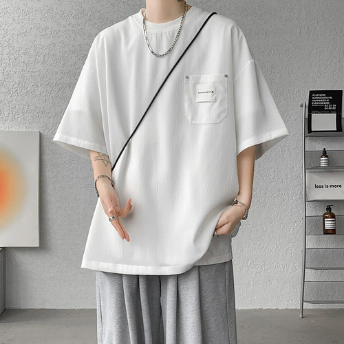 Цветная шелковая тонкая футболка с коротким рукавом, премиум класс, оверсайз, свободный крой