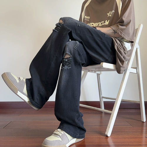 Летние ретро джинсы, штаны, в американском стиле, свободный прямой крой