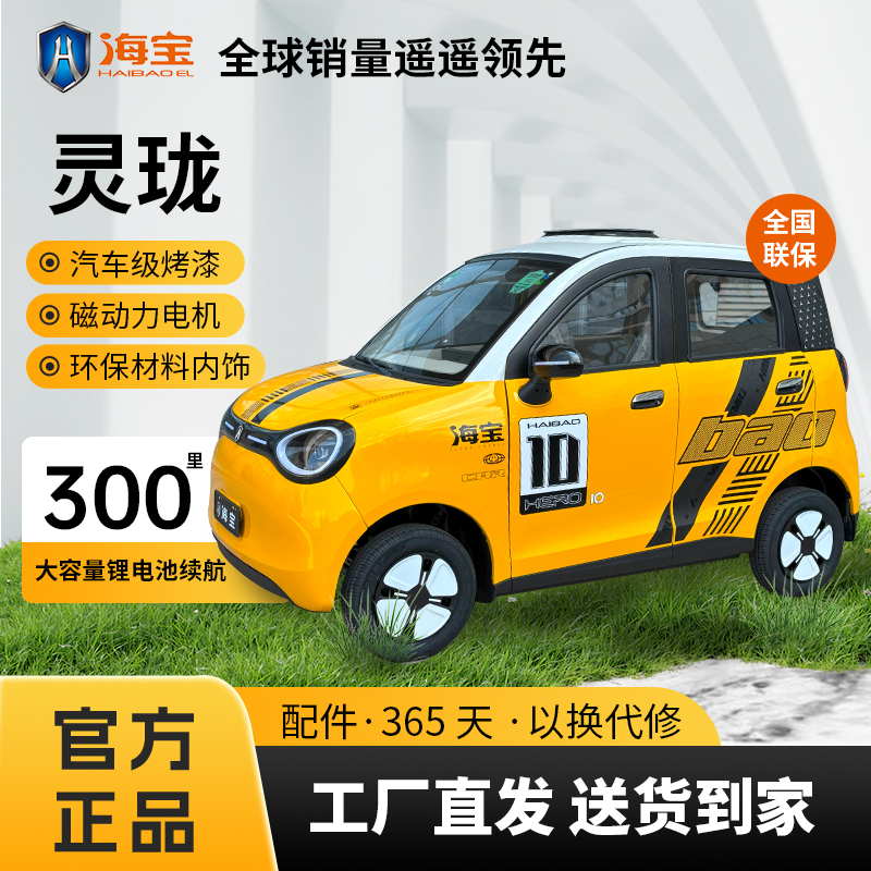 Haibao Linglong Electric Four-Wheeler for Women, Small Household Brand Low-Speed Electric Vehicle, Linglong New Energy Vehicle for Rural Areas
