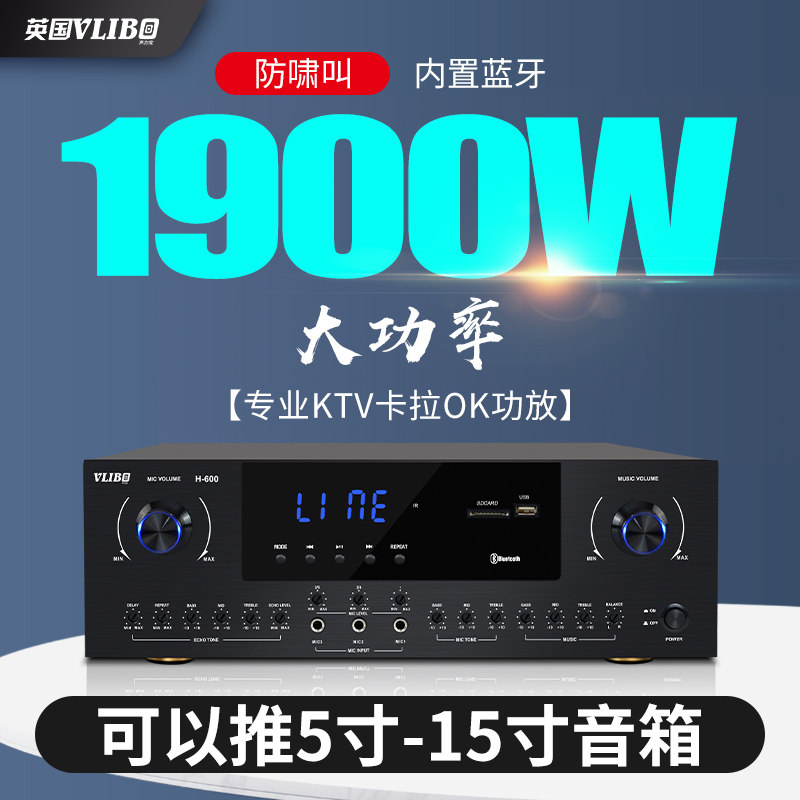 UK VLLCBO Professional Home KTV karaoke utilitter Conference Home K Song High power Bluetooth power amplifier