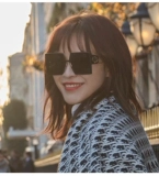 D Семейные солнцезащитные очки женского высокого уровня Большое лицо Большое лицо -тонкая белая щедрая коробка дэн Зики То же солнцезащитные очки CD 2024 Новые