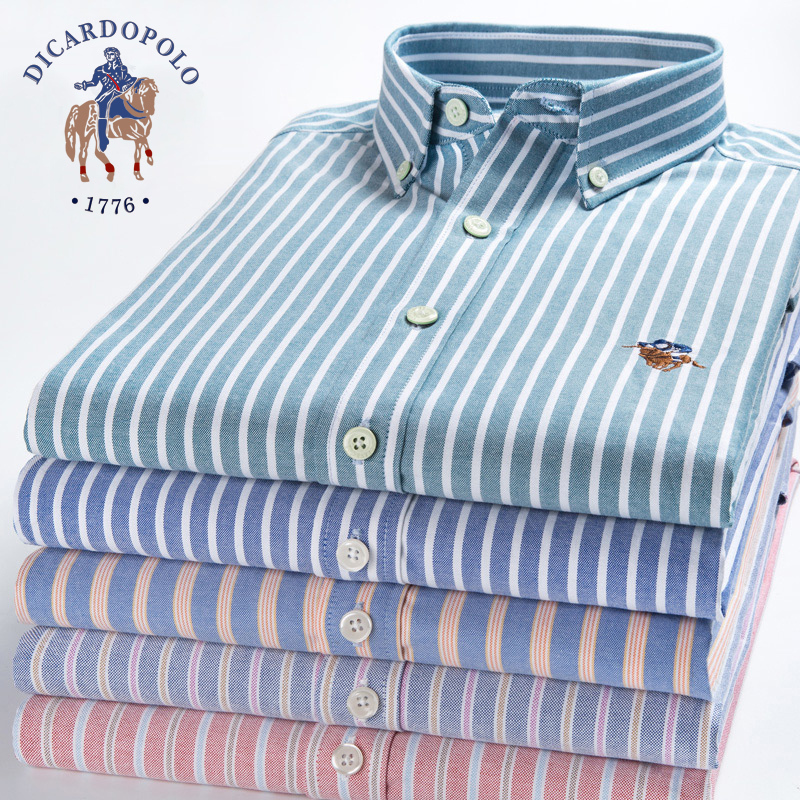Paul Spring Pure Cotton Oxford Shirt Men's Long Sleeve All-Cotton Striped Men's Shirt Middle-Aged Plus Size Top Men's Clothing