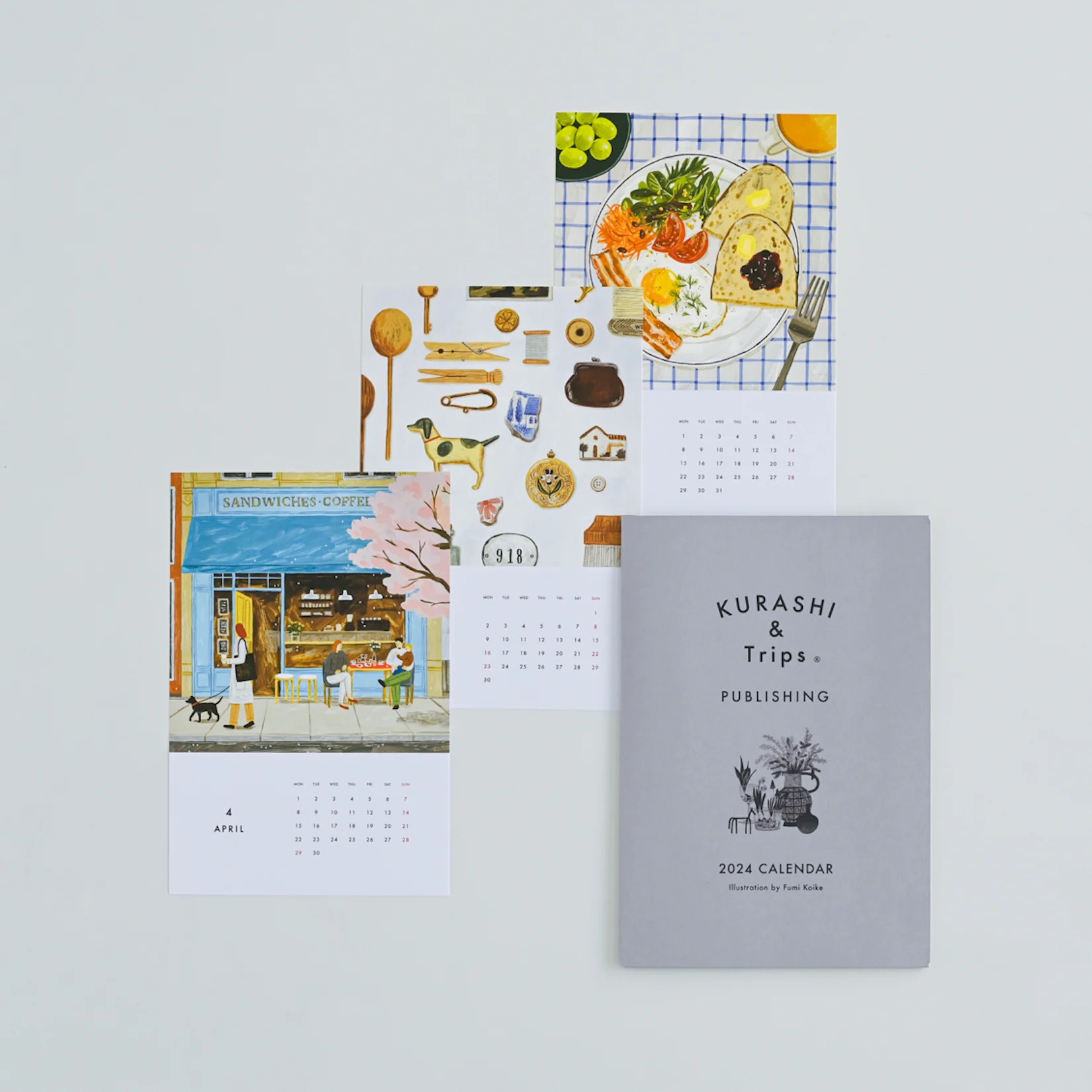 (Spot) 2024 kurashi tripps illustrator design Nordic landscape and life illustrator calendar-Taobao
