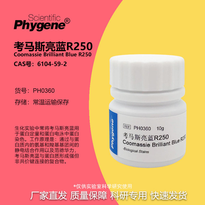 考马斯亮蓝R250 考马斯亮兰R-250 实验试剂 [PH0360 PHYGENE]