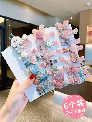 Korean ins hairclip cartoon rabbit hairclip little girl cute headdress broken hair bangs bangs clip crown hair accessories