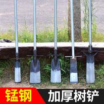 Forging long handle digging tree shovel tree root soil pit tool probing shovel agricultural thickened manganese steel shovel seedling digging pit artifact