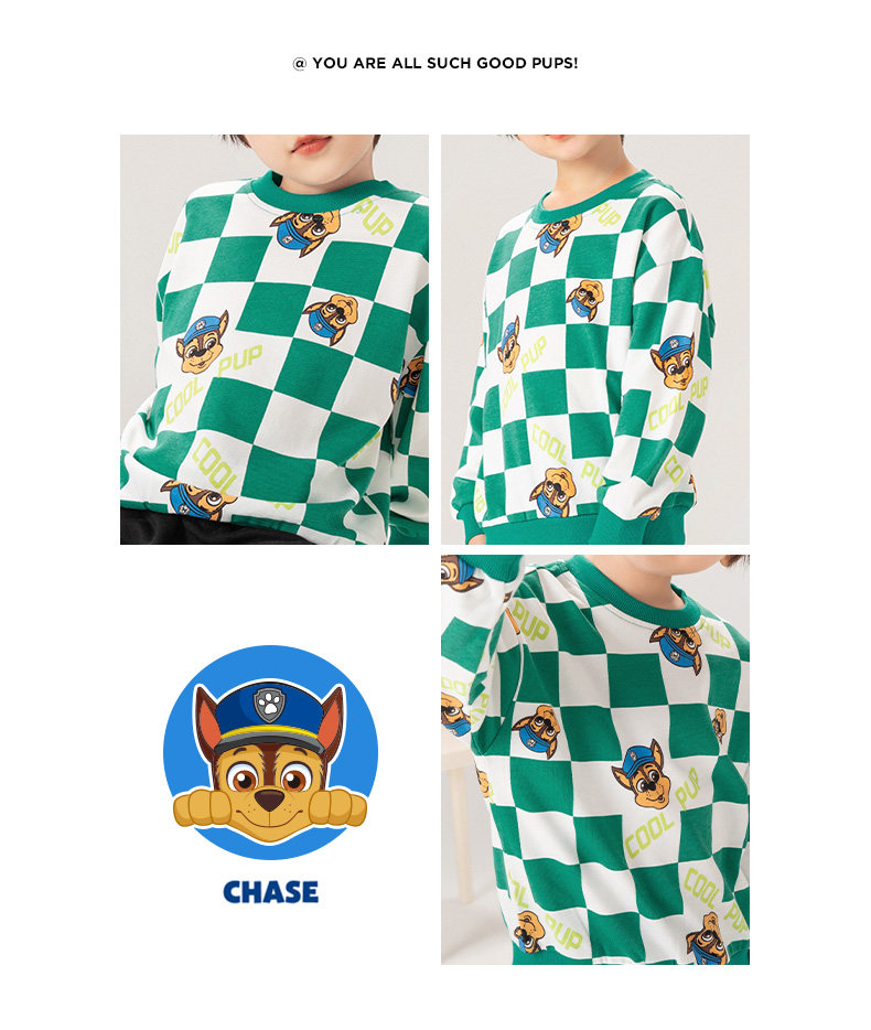 Paw Patrol 汪汪队立大功 男童棋盘印花圆领卫衣 图2