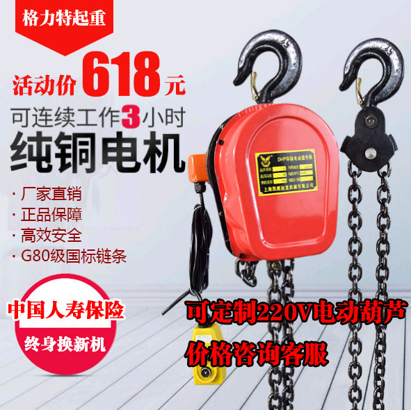 Shenzhen City, Guangdong Province suspended chain electric hoist 220V380V1 ton 5 ton crane remote control lift