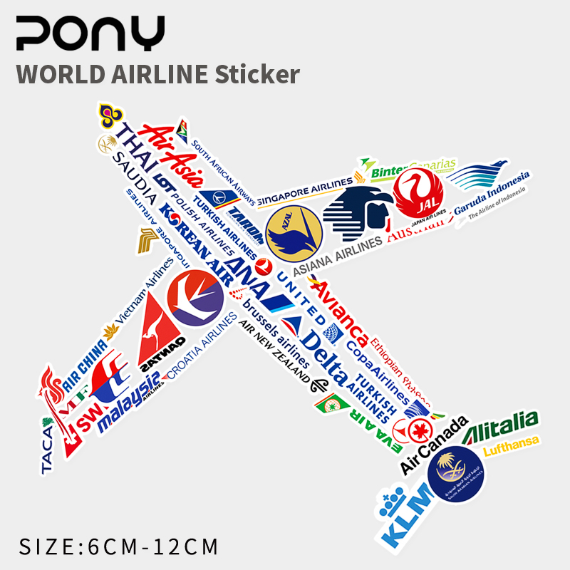 52 airline stickers waterproof luggage personalized suitcase dead fly skateboard stickers trolley case refrigerator stickers
