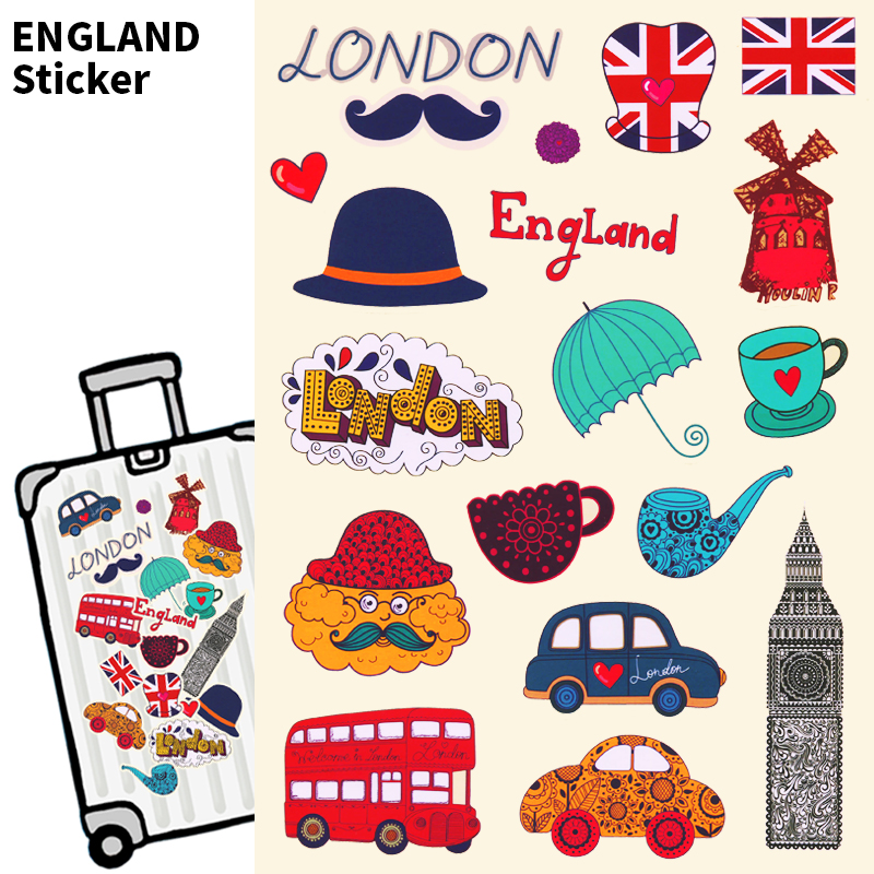 Car retro luggage stickers suitcase waterproof trolley case stickers personalized luggage computer guitar stickers