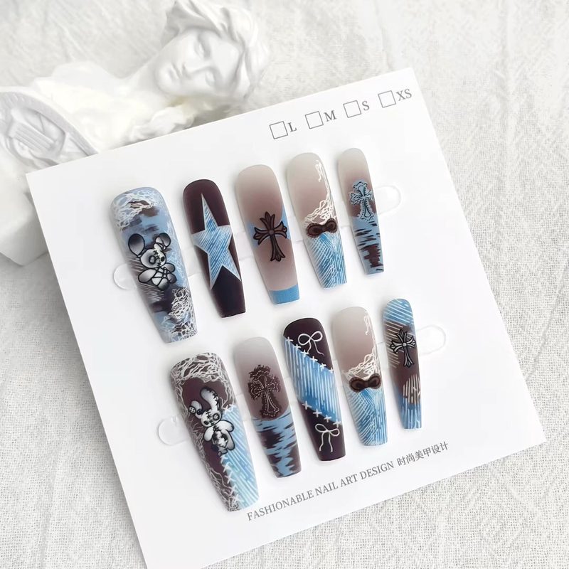 Cowboy Cartoon Star Rabbit Nail Art Press-On Nails Fake Nail Pieces Matte New High-End Gothic Detachable Long Nails Cowboy Cartoon Star Rabbit Nail Art Press-On Nails Fake Nail Pieces Matte New High-End Gothic Detachable Long Nails