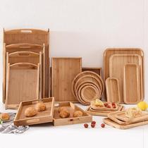 Bread Shop Sushi Board Flat Bottom Breakfast Round Dish Wood Bread Tray Chinese High Side Hotel Western Dining Furnishing Barbecue