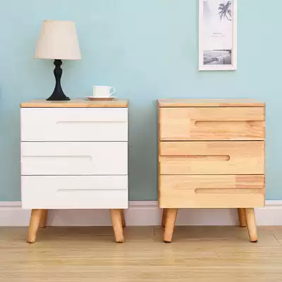 Bed cabinet Nordic ins Simple modern full solid wood bedroom color log small apartment Creative Japanese-style complete mini