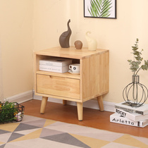 Bedside table Simple modern small apartment bedside cabinet complete bedroom storage household mini Nordic log full solid wood