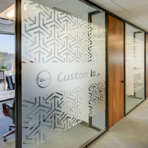 Office door company floor-to-ceiling window decoration three-dimensional square transparent hollow partition glass film transparent hollow paste