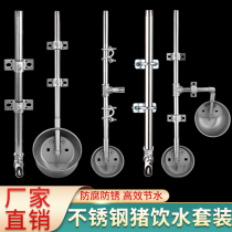 Stainless Steel Pig With Drinking Water Bowl to Wall Little Piggy Pig Bowl Type Thickened Drinker Breeding Equipment Drinking Water Bowl Suit