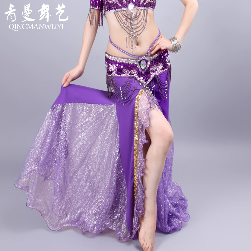 Qingman dance belly dance 2022 new performance costumes performance costumes skirt hot silver slit bag hip mermaid skirt long skirt