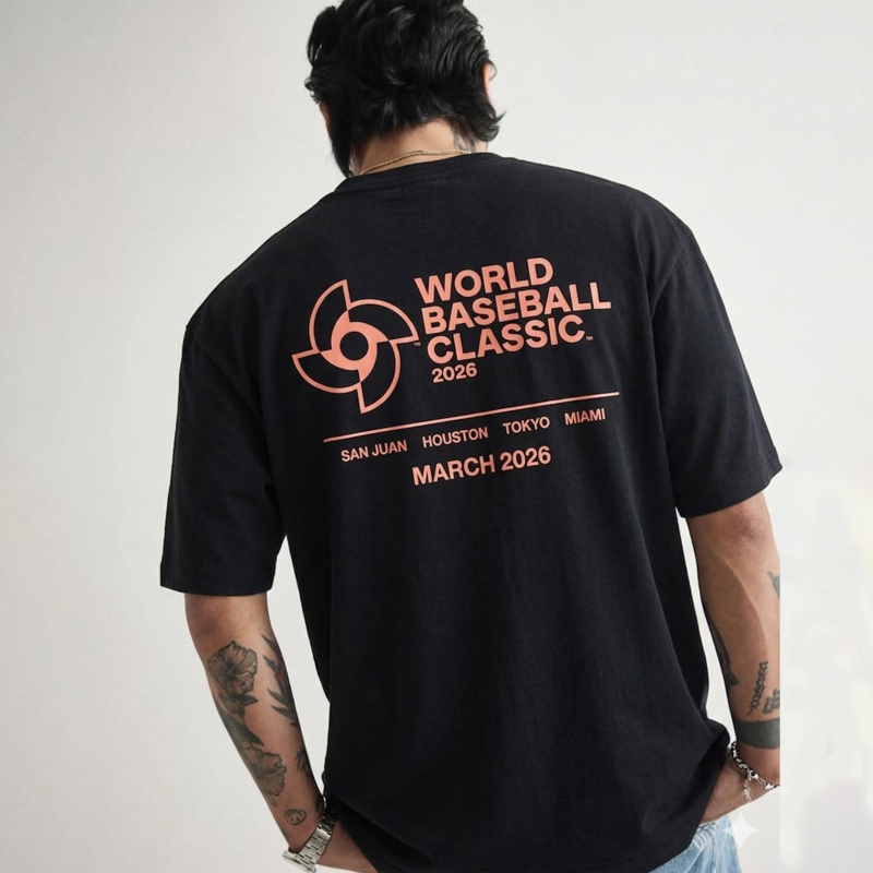 Netflix Co-Branded World Baseball Classic 8-Ounce Pure Cotton Street-Style Crew Neck Loose Short-Sleeve T-Shirt