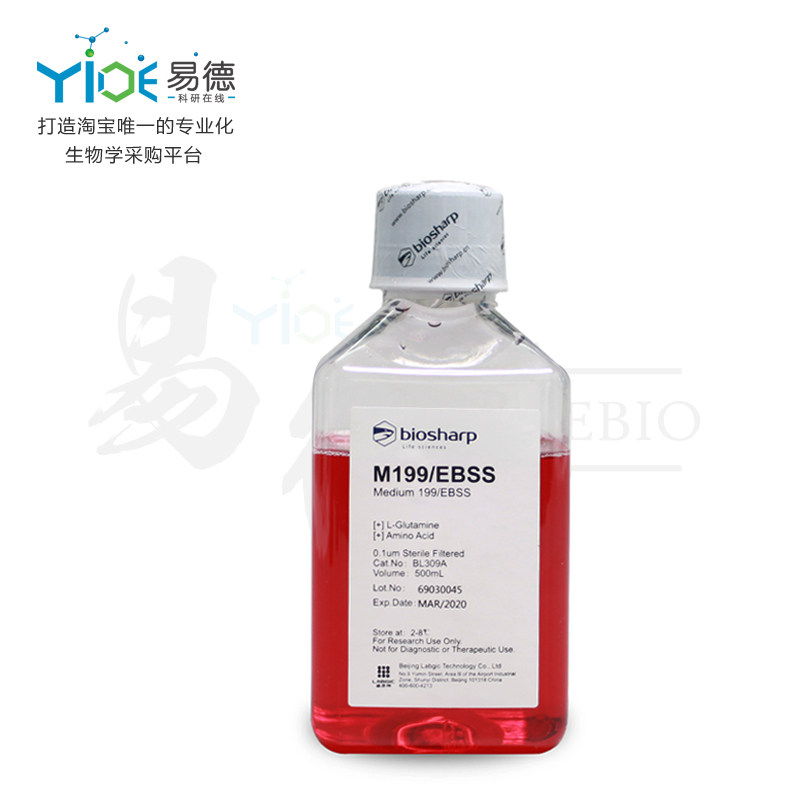 Biosharp实验试剂  M199液体培养基,含酚红,HEPES  BL309A  500ml