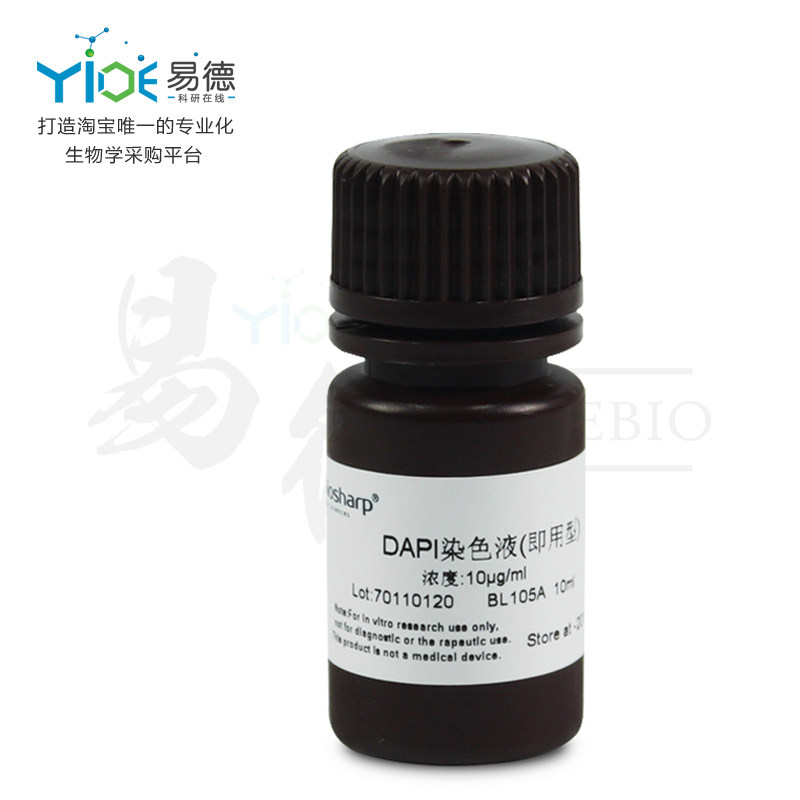 Biosharp实验试剂  DAPI染色试剂（即用型）[BL105A]  10ml