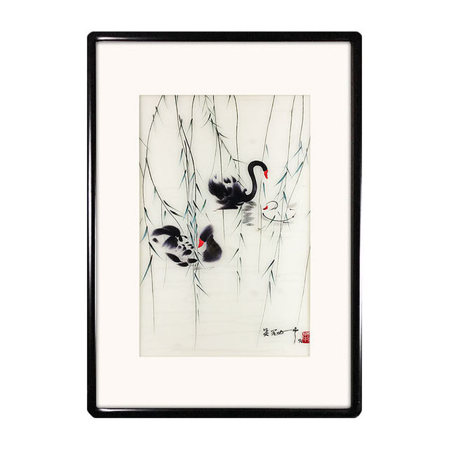 Embroidery Decorator Su ຖັກແສ່ວ Wu Guanzhong ສີດໍາ Swan ສໍາເລັດຮູບແຕ້ມຮູບແຕ້ມຫ້ອງ Dining ເສັງເຂົ້າຮຽນແລວທາງທີ່ເຮັດດ້ວຍມືບໍລິສຸດ