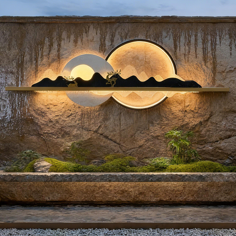 Outdoor Courtyard Background Wall Lamp Waterproof Villa Outdoor Garden Landscape Exterior Wall Creative Shadow Wall Solar Lamp