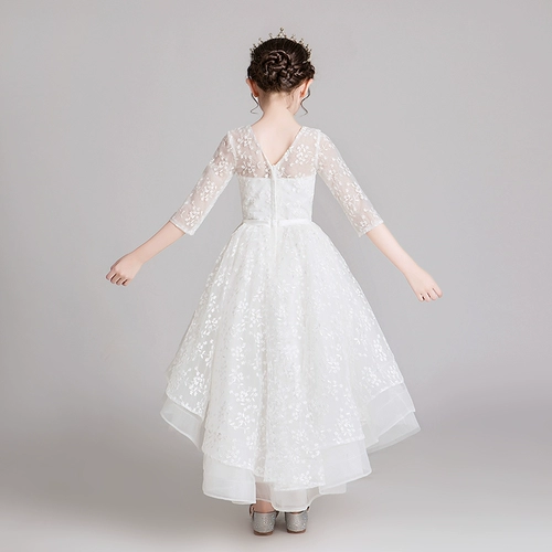 Белое свадебное платье, наряд маленькой принцессы, лонгслив, наряд для музыкальных выступлений, из фатина