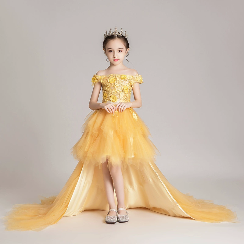 Cô gái chủ nhà catwalk váy công chúa váy pettiskirt cô bé váy dạ hội trẻ em váy cưới dài trang phục piano - Váy trẻ em